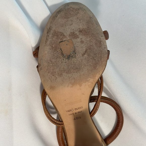 Roberto Cavalli Heels, Brown Leather with Leopard Pringt Heel, EU Size 40 1/2 - Picture 5 of 6